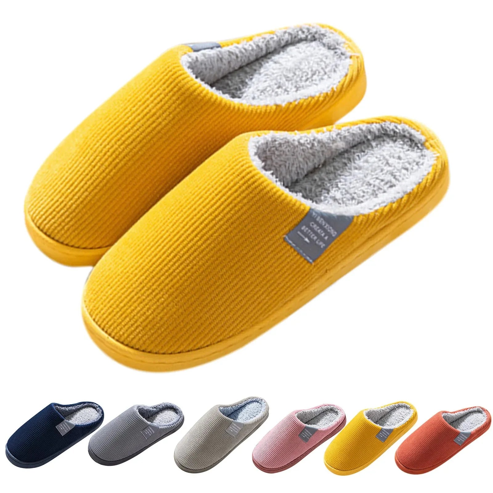 NEW Women's Men's Casual Thick Soft Bottom Home Slippers Household Plush Slippers Anti - slip Thermal Slippers Indoor Winter Flats - Ammpoure