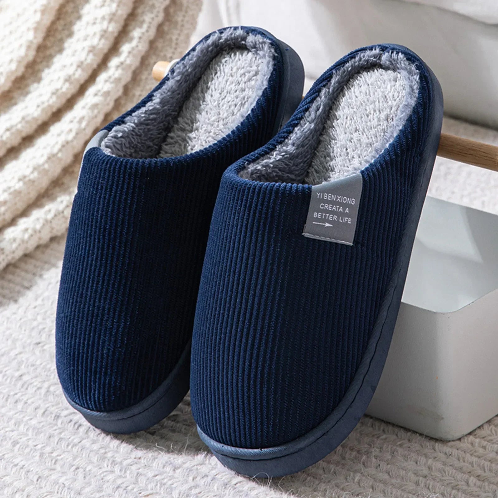 NEW Women's Men's Casual Thick Soft Bottom Home Slippers Household Plush Slippers Anti - slip Thermal Slippers Indoor Winter Flats - Ammpoure