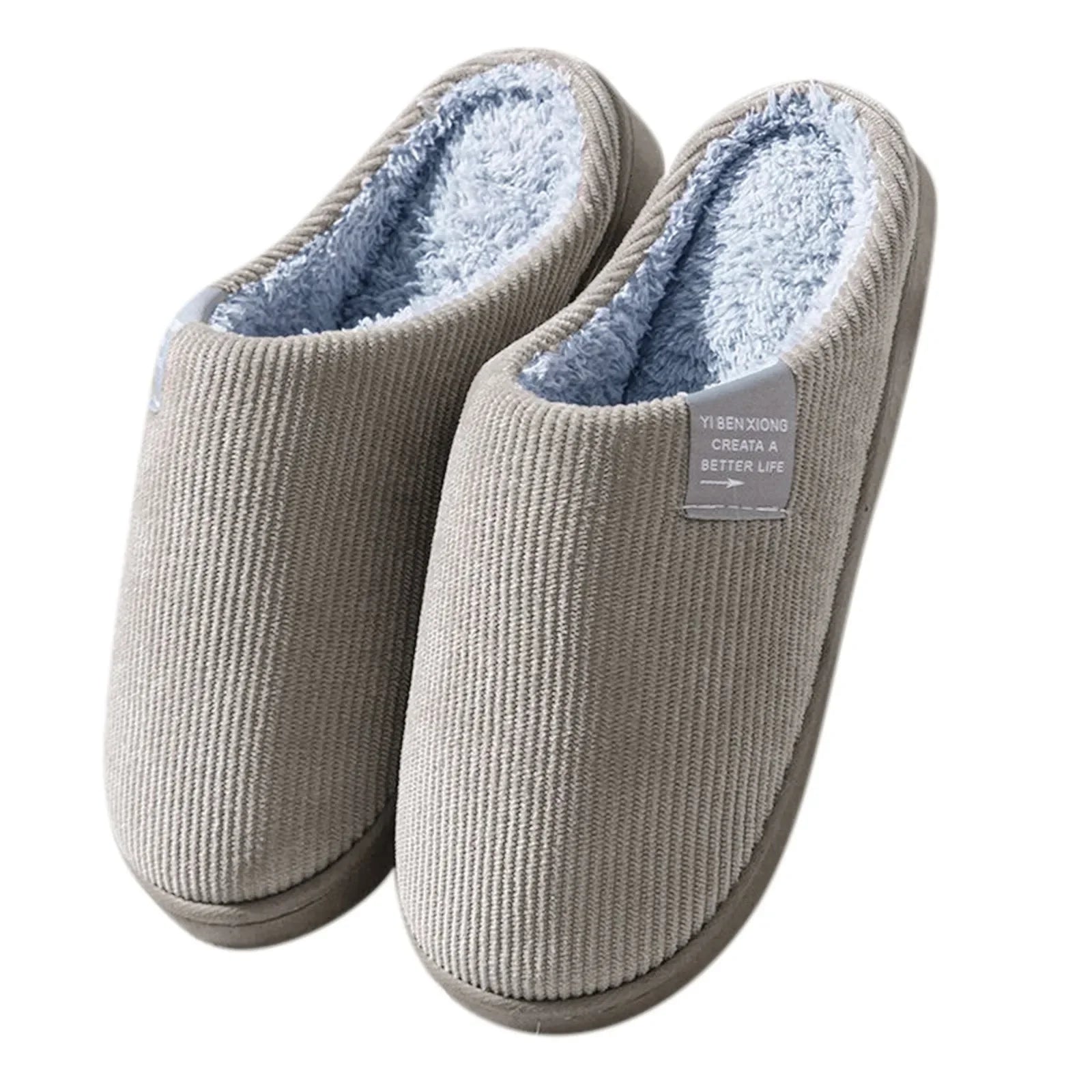 NEW Women's Men's Casual Thick Soft Bottom Home Slippers Household Plush Slippers Anti - slip Thermal Slippers Indoor Winter Flats - Ammpoure