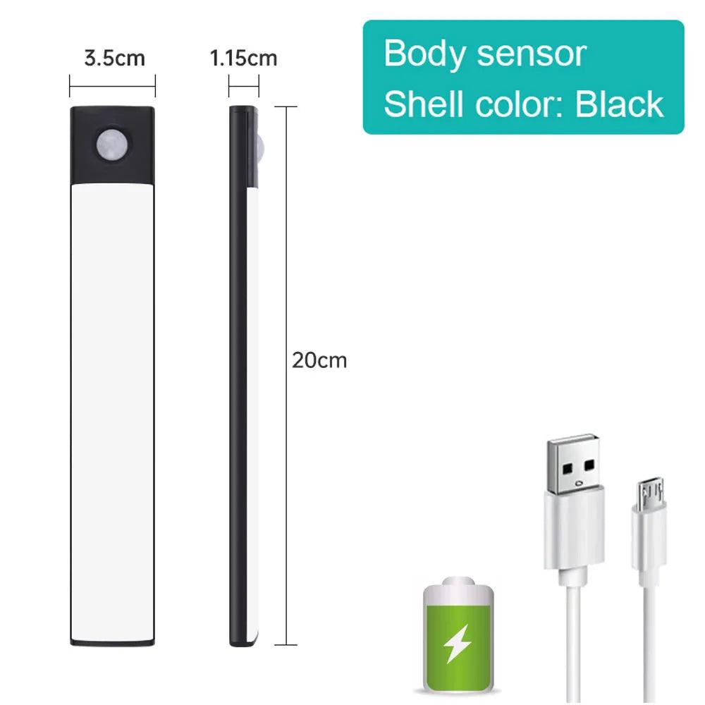 Night Light Motion Sensor Light Wireless USB Under Cabinet Light For Cabinet Bedroom Wardrobe Indoor Lighting 3color in One Lamp - Ammpoure Wellbeing