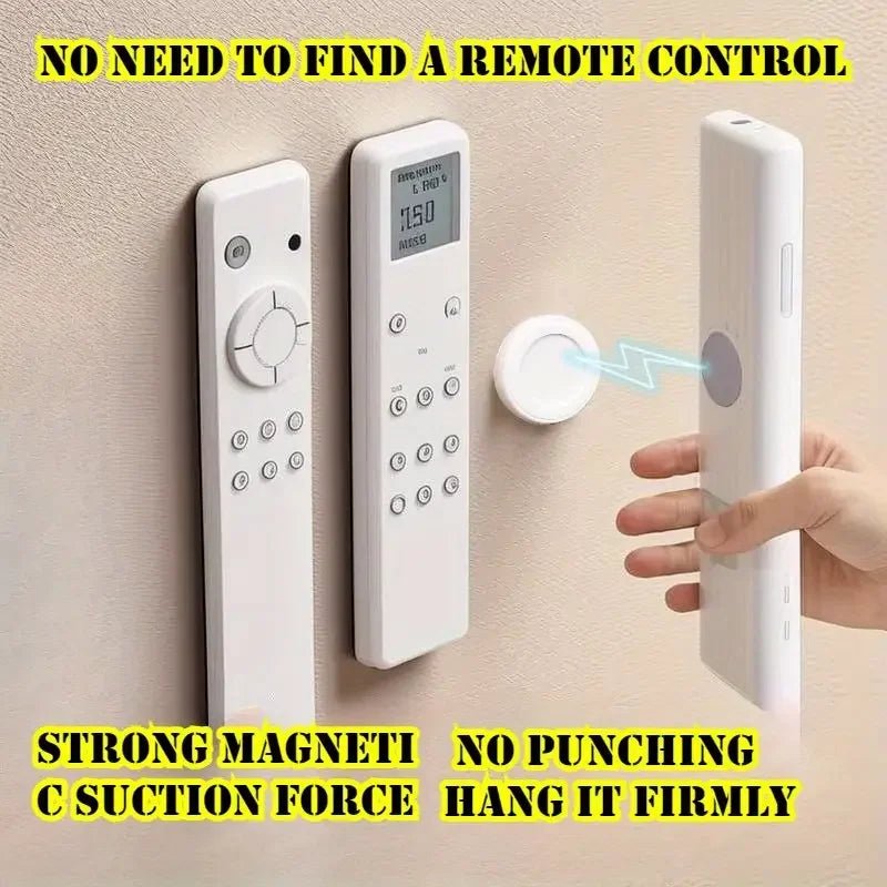 No Drill Magnetic Remote Holder - Wall Mount for TV/AC/DVD Remotes, White Space - Saving Design - Ammpoure