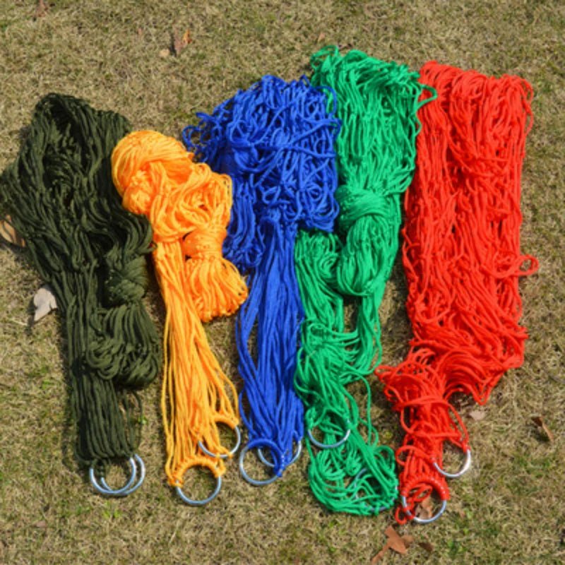 Nylon Hammock Portable Garden Mesh Net Sleeping Bed Hamaca for Outdoor Travel Camping Hamak Blue Green Red Hamac - Ammpoure Wellbeing