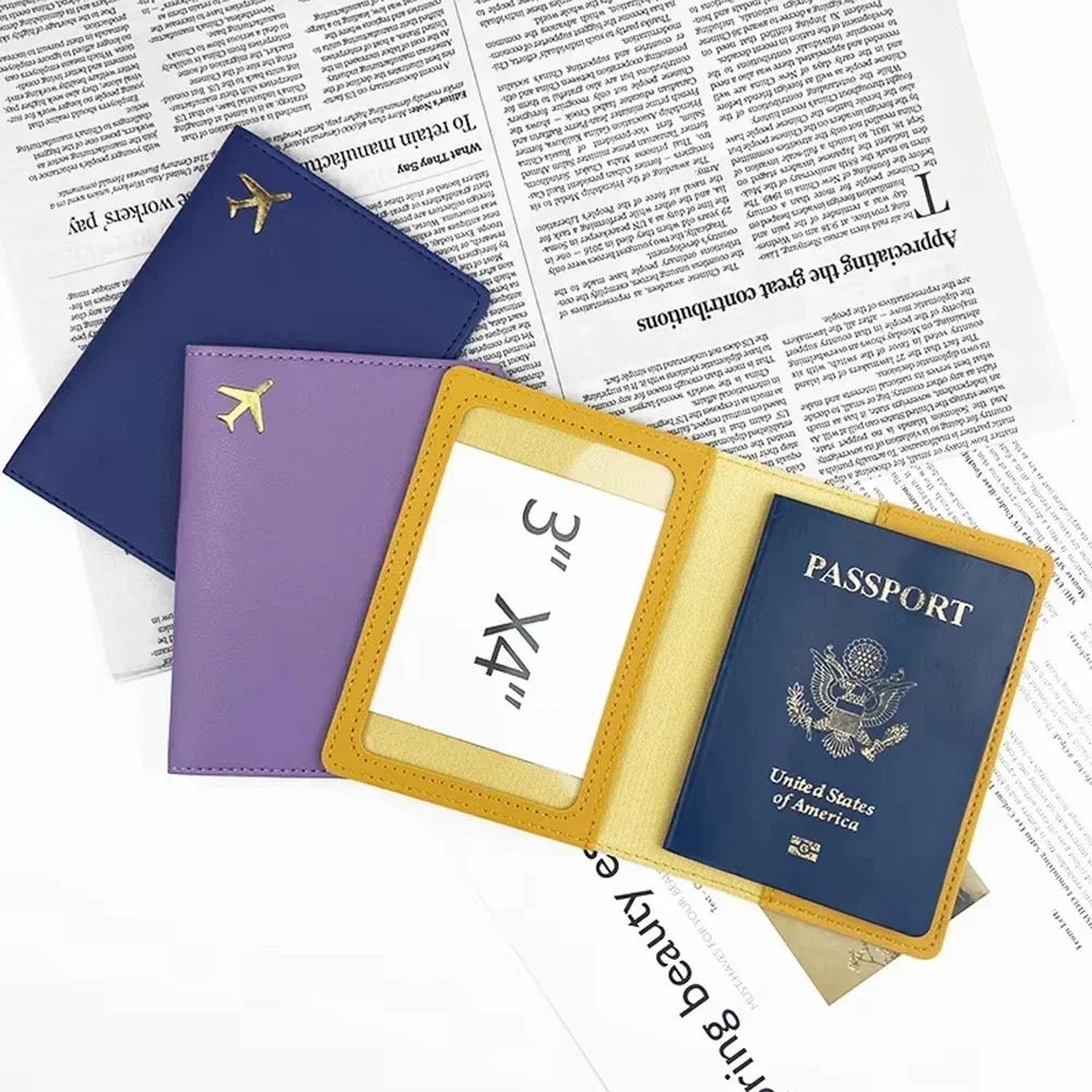 Passport Holder Case for Men Women Unisex Gold Airplane Travel Accessory Cover Lightweight Waterproof Rfid Blocking Slim Holder - Ammpoure