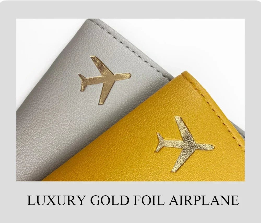Passport Holder Case for Men Women Unisex Gold Airplane Travel Accessory Cover Lightweight Waterproof Rfid Blocking Slim Holder - Ammpoure