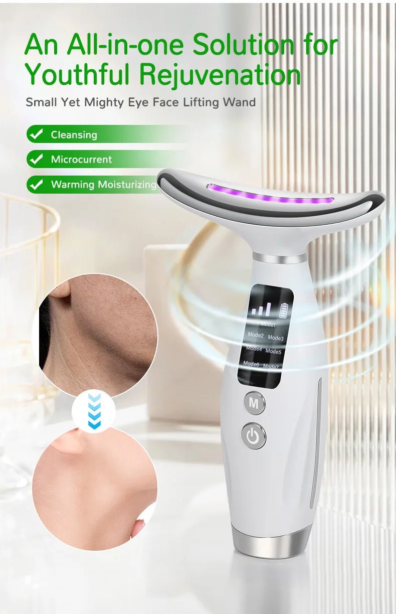 Popular Neck Beauty Device, Neck Massager, Neck Wrinkle and Nasolabial Fold Beauty Tool, Ems Microcurrent Light Therapy Massager - Ammpoure