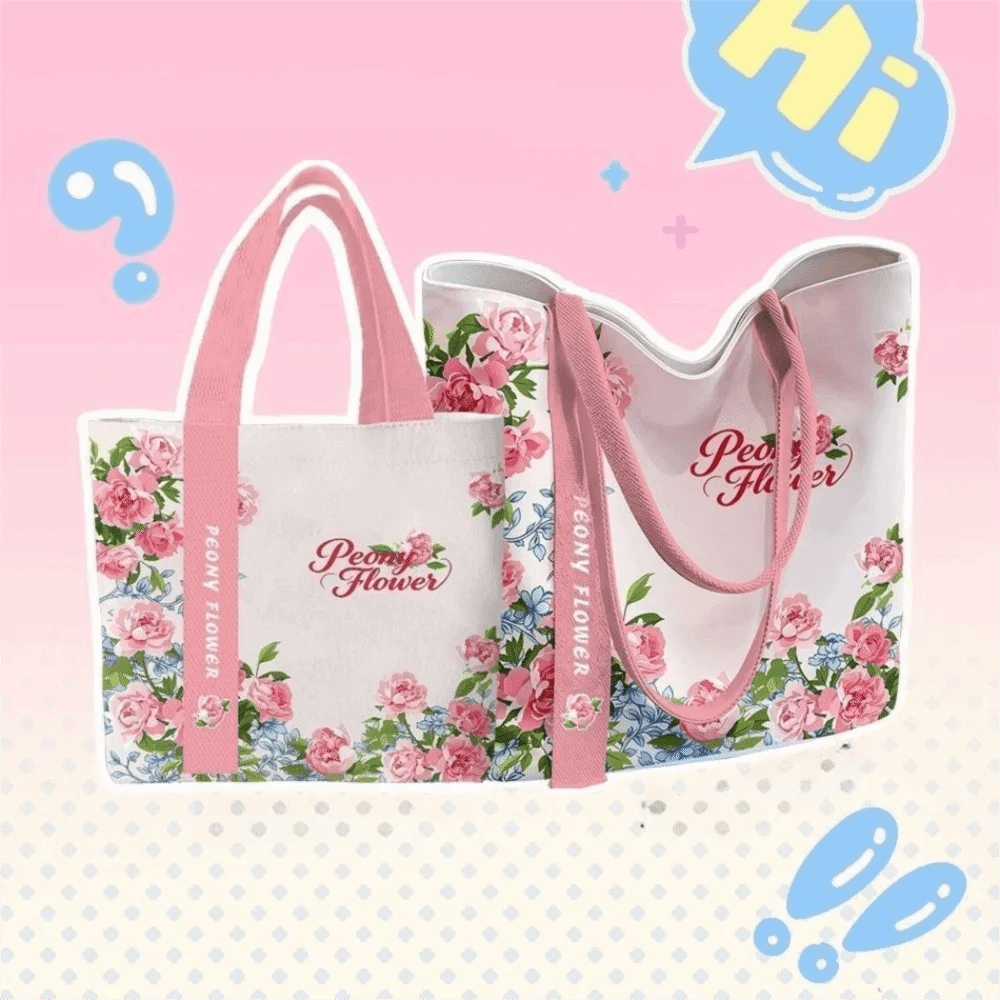 Portable Floral Canvas Tote Bag USA Reusable Lightweight Large-Capacity Shopping & Commute Handbag for Work - Ammpoure