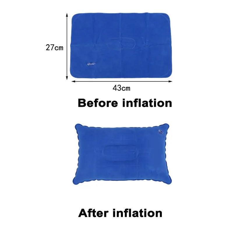 Portable Fold Inflatable Air Pillow Outdoor Travel Sleeping Camping PVC Neck Stretcher Backrest Plane Comfortable Pillow - Ammpoure Wellbeing