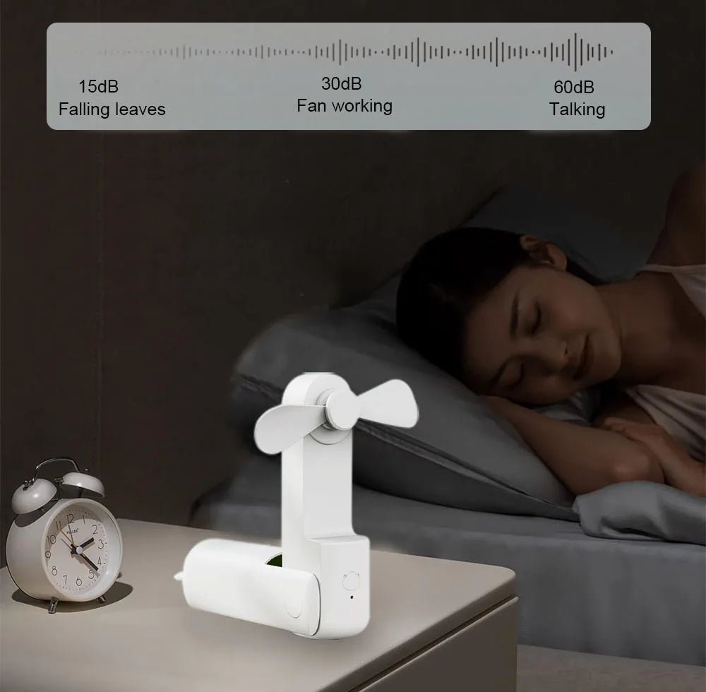 Portable Mini Handheld Fan Small Pocket Fan USB Rechargeable Battery Fan Folding Cooling Hand Fan Mini USB Fan with Power Bank - Ammpoure