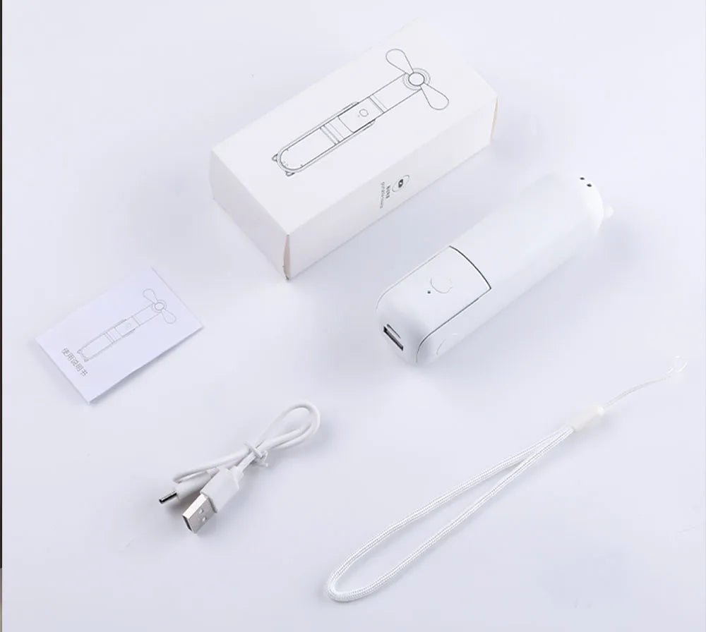 Portable Mini Handheld Fan Small Pocket Fan USB Rechargeable Battery Fan Folding Cooling Hand Fan Mini USB Fan with Power Bank - Ammpoure