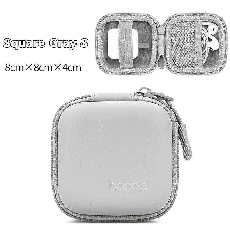 Portable Mini Hard Shell Digital Gadgets Storage Bag Artificial Leather Earphone Charger Case Data Cable U Disk Organizer - Ammpoure Wellbeing
