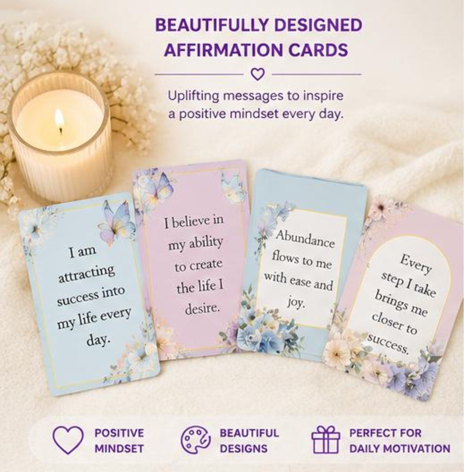 Printable Positive Affirmation Cards, Daily Inspiration Quotes, Mental Health Gift for Women, Journal & Planner Inserts, Digital PDF - Ammpoure