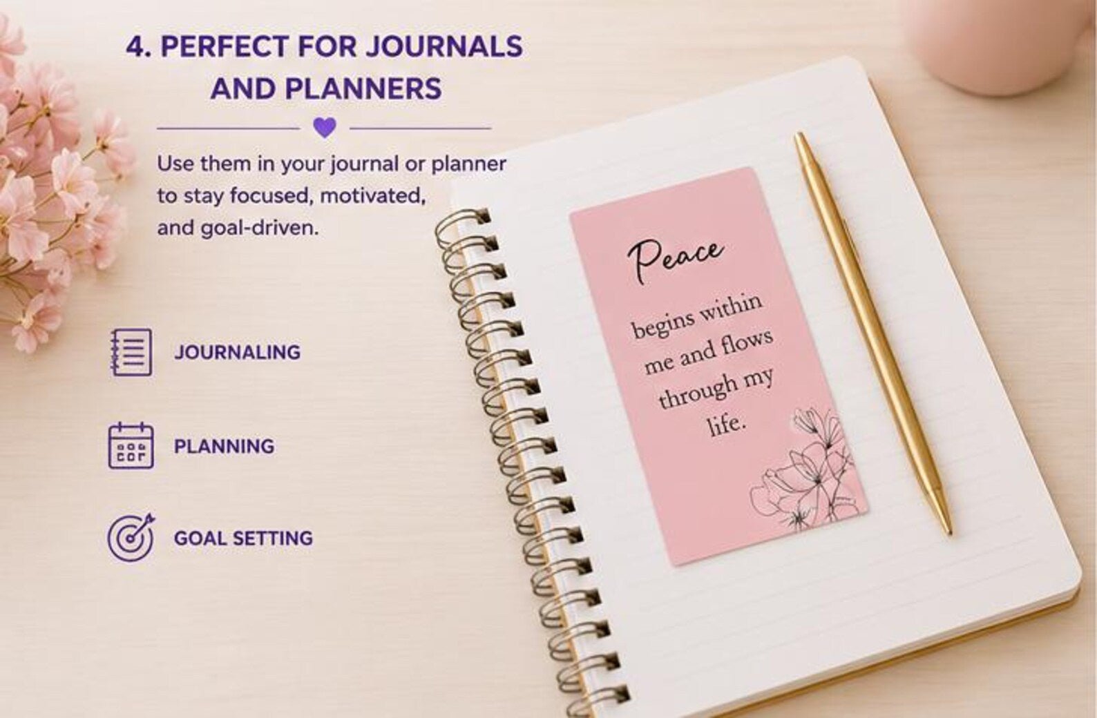 Printable Positive Affirmation Cards, Mindfulness Quote Template, Anxiety Relief Gift, Self Care Journal & Planner Inserts, Digital PDF - Ammpoure