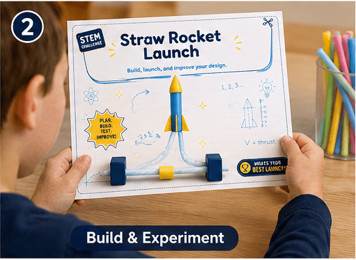 Printable STEM Challenge Cards | Hands On Science Engineering Project Worksheets PDF | Homeschool Classroom Activity Deck | Kids Invention - Ammpoure