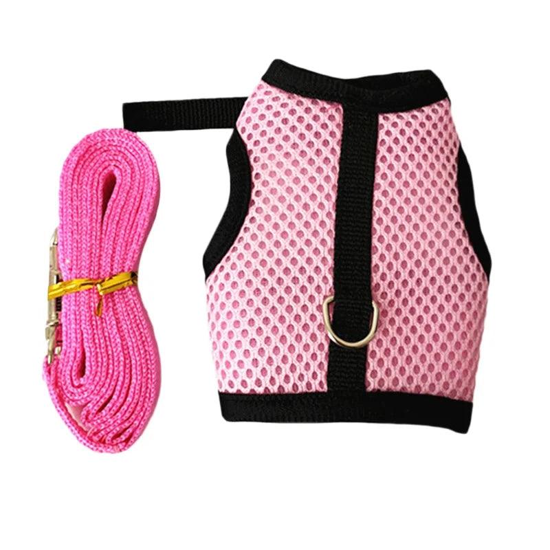 Puppy Bowknot Chest Strap Pet Rabbit Harness Vest and Leash Set For Ferret Guinea Pig Bunny Hamster Harness Pet Supplies - Ammpoure Wellbeing