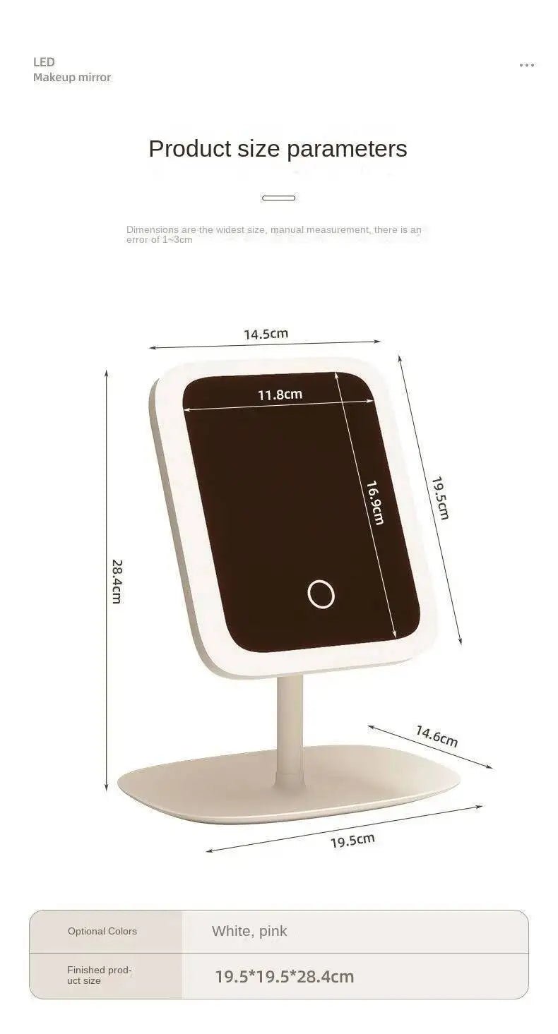 Rechargeable LED Vanity Mirror with 3 Colors Dimmable Lights - Touch Control Makeup Mirror for Home Travel Portable Cosmetic - Ammpoure
