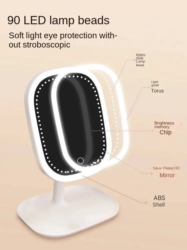 Rechargeable LED Vanity Mirror with 3 Colors Dimmable Lights - Touch Control Makeup Mirror for Home Travel Portable Cosmetic - Ammpoure