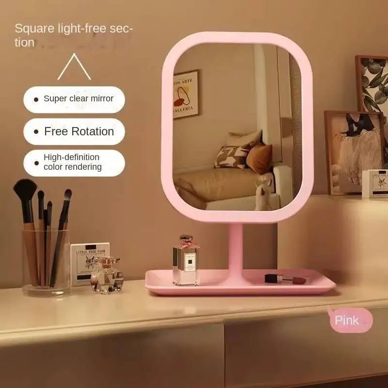 Rechargeable LED Vanity Mirror with 3 Colors Dimmable Lights - Touch Control Makeup Mirror for Home Travel Portable Cosmetic - Ammpoure