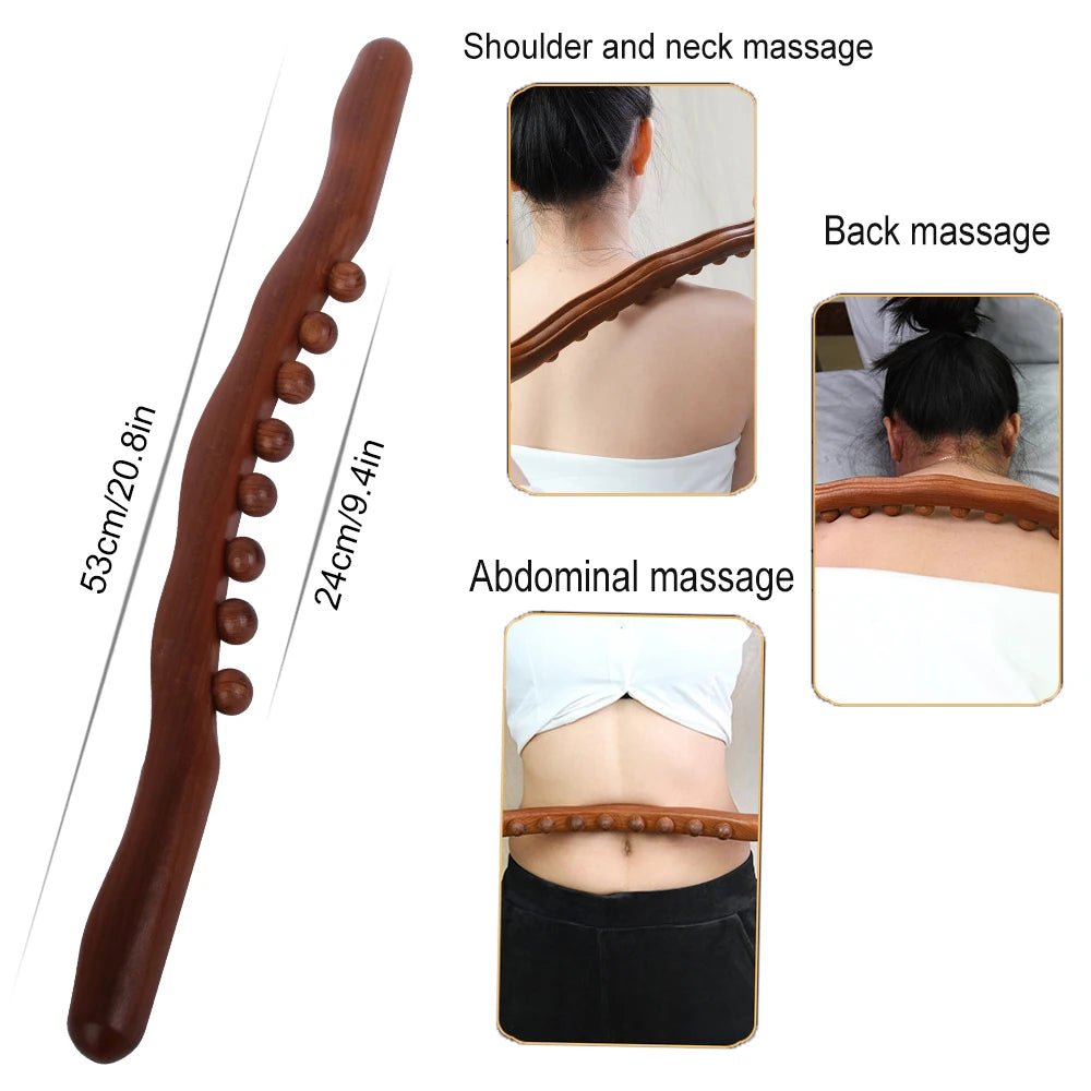 Rolling Pin Universal Back Needle Massage Tendons Beech Wood Scraping Stick Point Treatment Guasha Relax Therapy Tool - Ammpoure Wellbeing