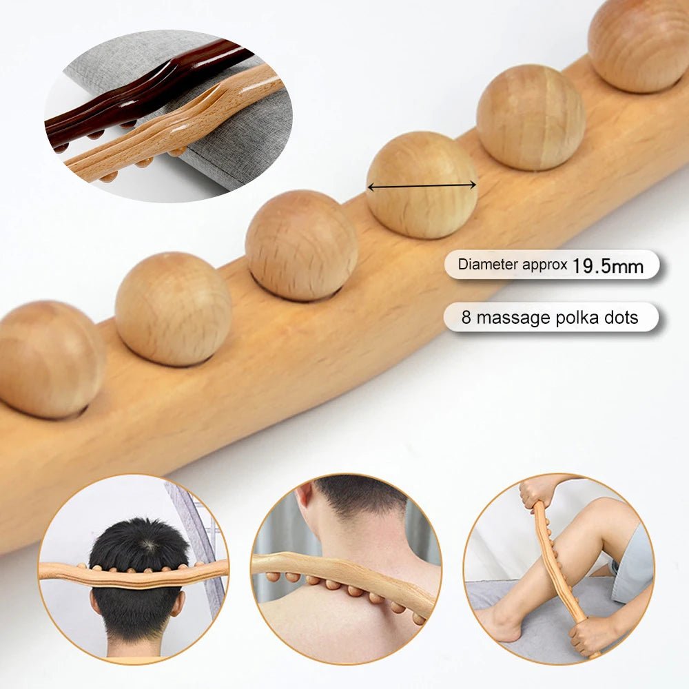 Rolling Pin Universal Back Needle Massage Tendons Beech Wood Scraping Stick Point Treatment Guasha Relax Therapy Tool - Ammpoure Wellbeing