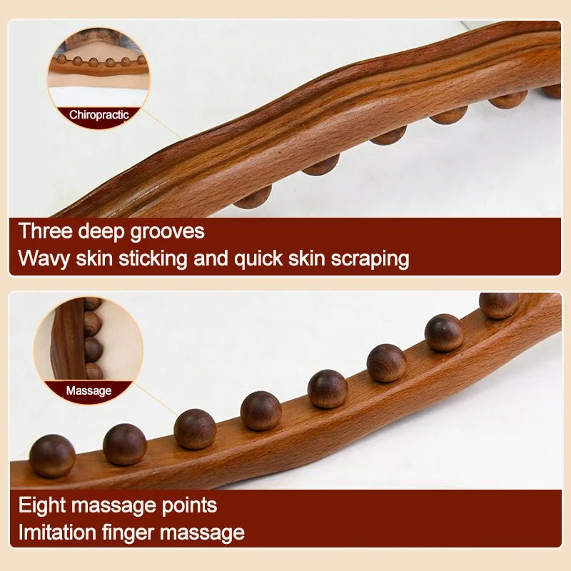 Rolling Pin Universal Back Needle Massage Tendons Beech Wood Scraping Stick Point Treatment Guasha Relax Therapy Tool - Ammpoure Wellbeing
