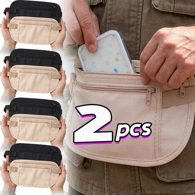 Running Waist Bag Canada Double-Layer Concealed Fanny Pack Slim Anti-Theft Travel Money Belt Waterproof Belt Bag for Men & Women Sports - Ammpoure