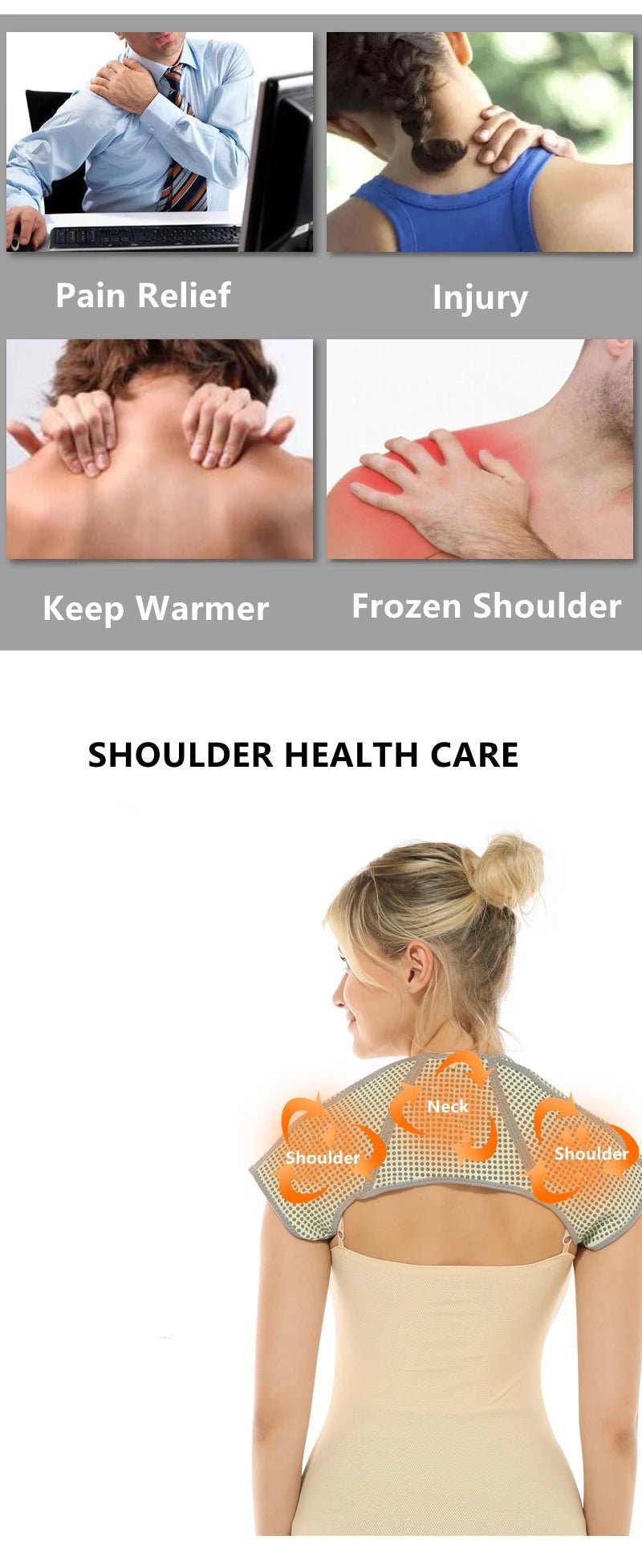 Self Heating Wormwood Therapy Shoulder Support Brace Belt Compression Dislocation Arthritis Pain Relief Shoulder Wrap Protector - Ammpoure