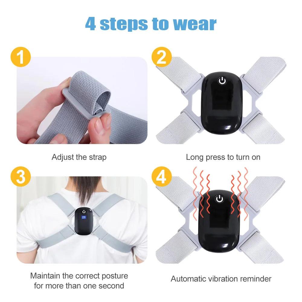 Smart Correction Belt Sensor Orthosis Invisible Reminder Adult & Child Sitting Posture Hunchback Back Smart Posture Corrector - Ammpoure Wellbeing 🇬🇧
