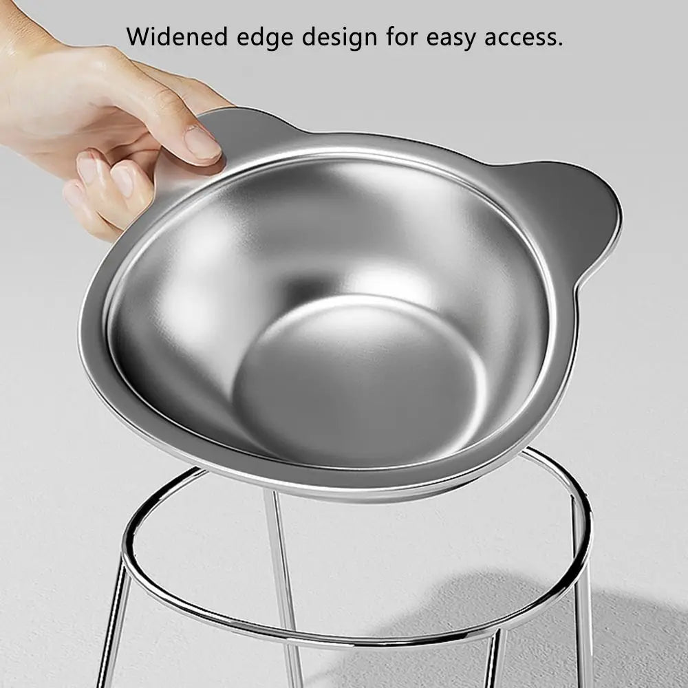 Stable Raised Cat Bowls Canada Elevated 15° Neck Guard Shatter-Resistant Tilted Pet Food Bowl for Puppies & Cats - Ammpoure