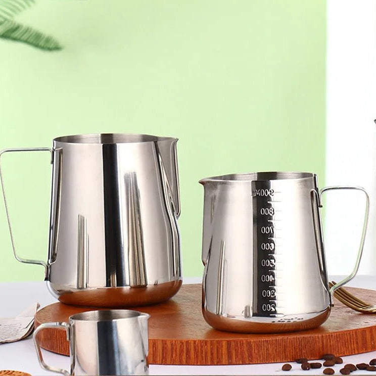 Stainless Steel Milk Frother Jug Canada Coffee Milk Frothing Pitcher Measurement Jug Espresso Barista Tool Coffee Accessories - Ammpoure