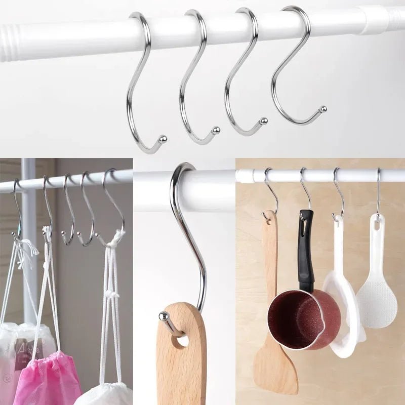 Stainless Steel S Hooks USA with Sharp Tip Utensil Meat Clothes Hanger Hooks for Butcher Shop Kitchen Baking Tools - Ammpoure