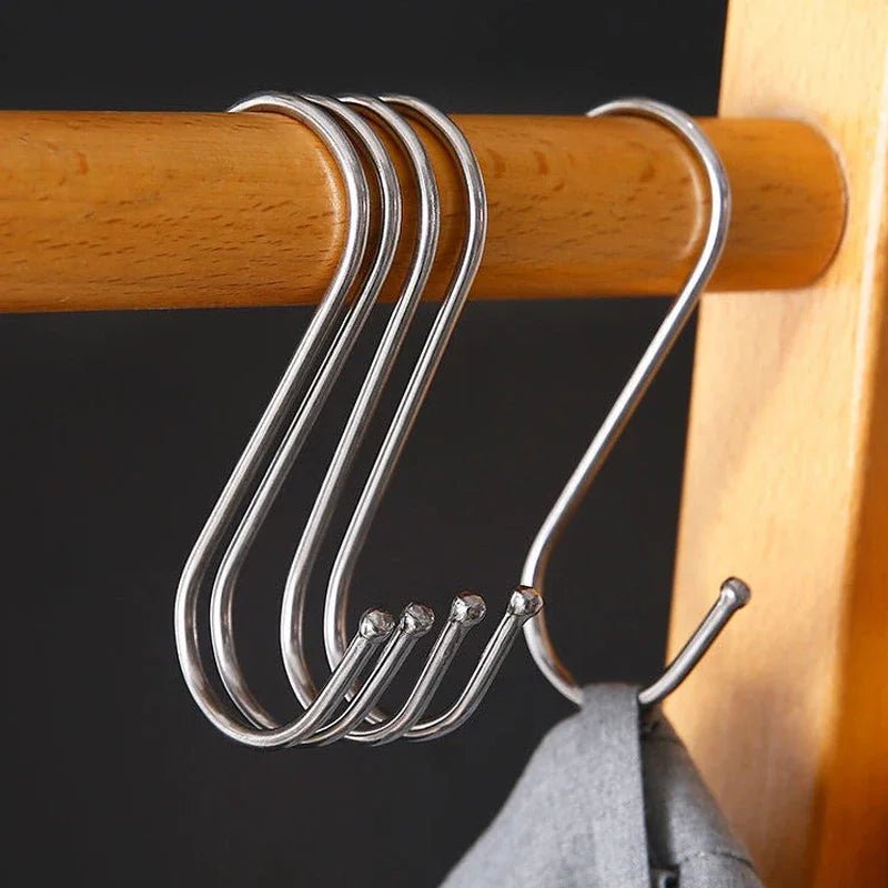 Stainless Steel S Hooks USA with Sharp Tip Utensil Meat Clothes Hanger Hooks for Butcher Shop Kitchen Baking Tools - Ammpoure