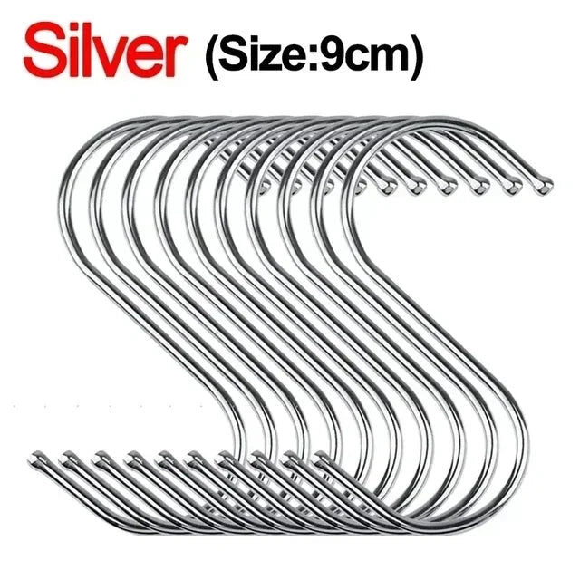 Stainless Steel S Hooks USA with Sharp Tip Utensil Meat Clothes Hanger Hooks for Butcher Shop Kitchen Baking Tools - Ammpoure