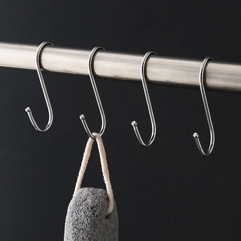 Stainless Steel S Hooks USA with Sharp Tip Utensil Meat Clothes Hanger Hooks for Butcher Shop Kitchen Baking Tools - Ammpoure