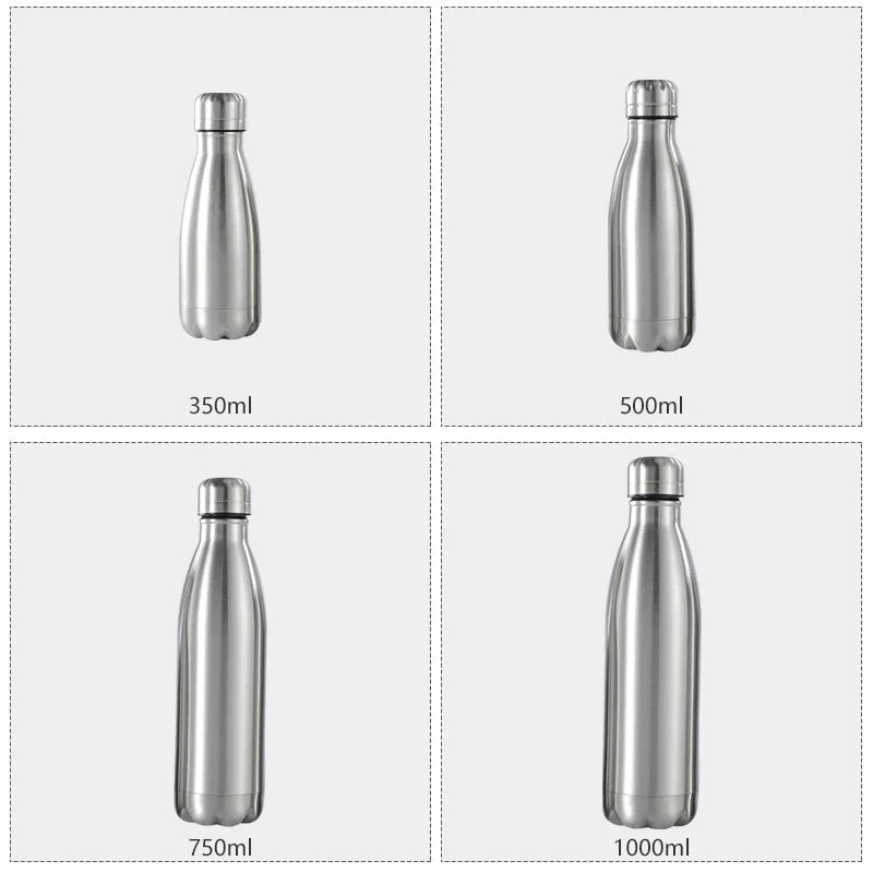 Stainless Steel Water Bottle 1 Liter Free Shipping Items, Drink Bottle for Sport Travel Cups, 500 750 1000ml Water Bottles - Ammpoure
