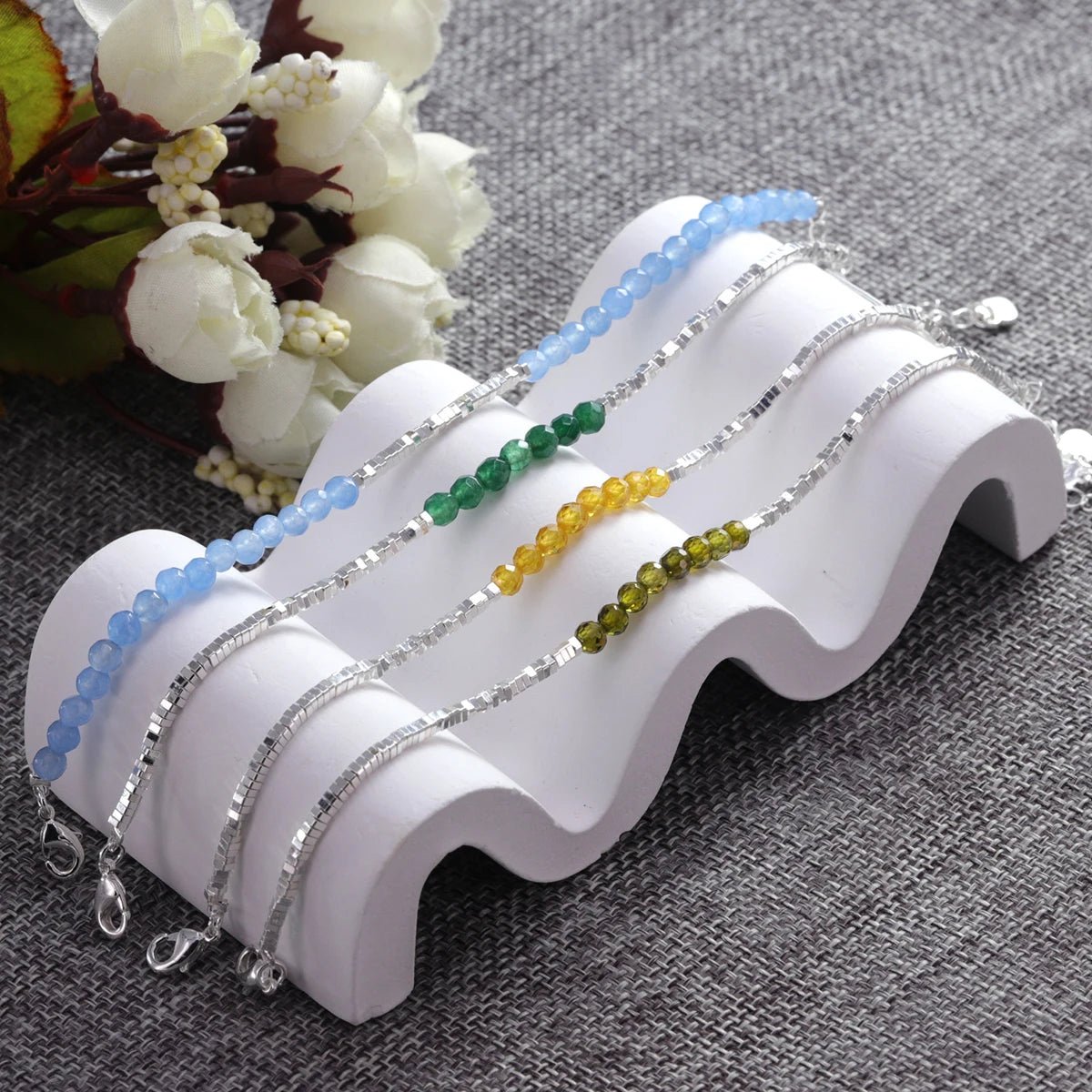Sterling Silver Butterfly Bracelet USA for Girls Beaded String Design Insect Fashion Versatile Jewelry Gift Dropshipping - Ammpoure