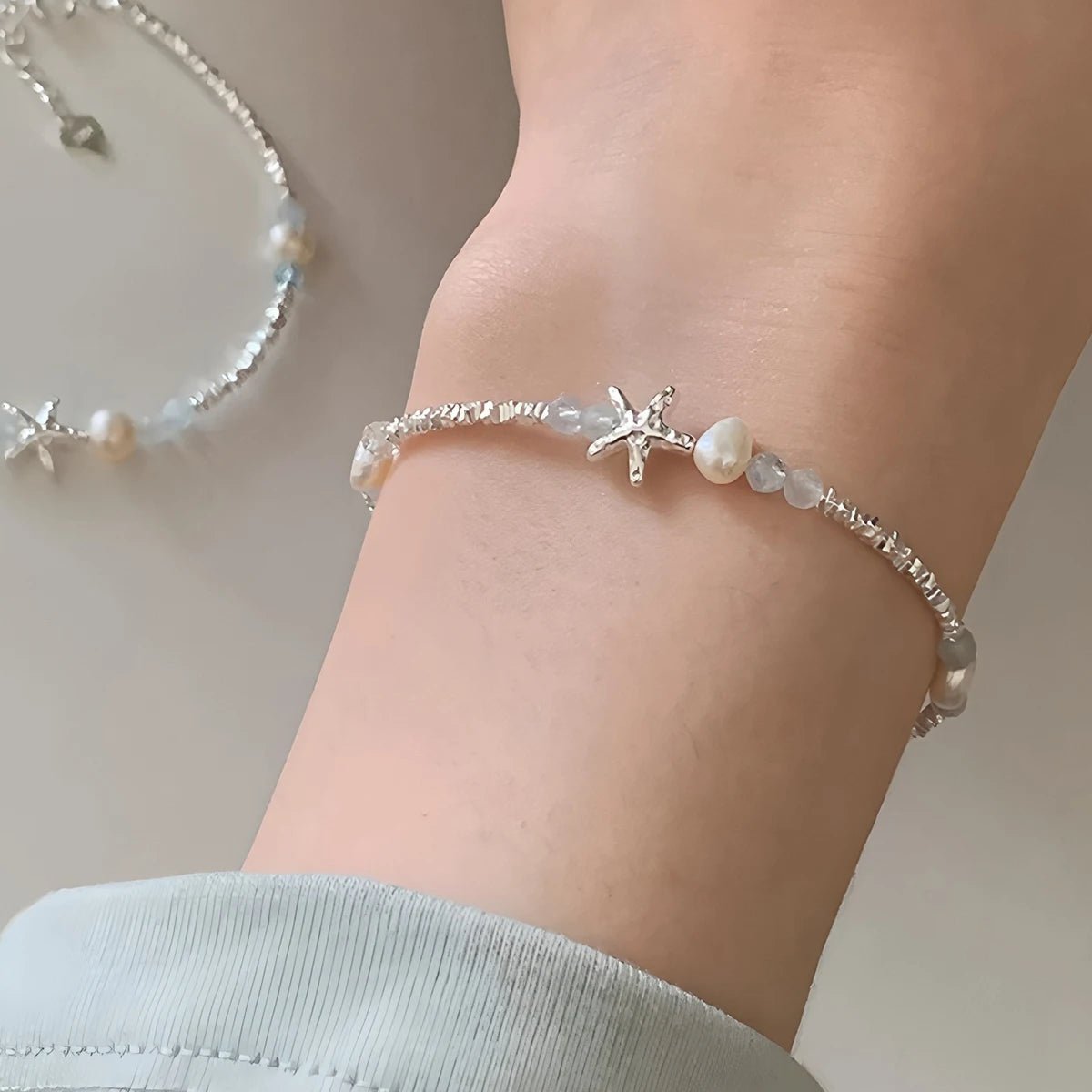 Sterling Silver Butterfly Bracelet USA for Girls Beaded String Design Insect Fashion Versatile Jewelry Gift Dropshipping - Ammpoure