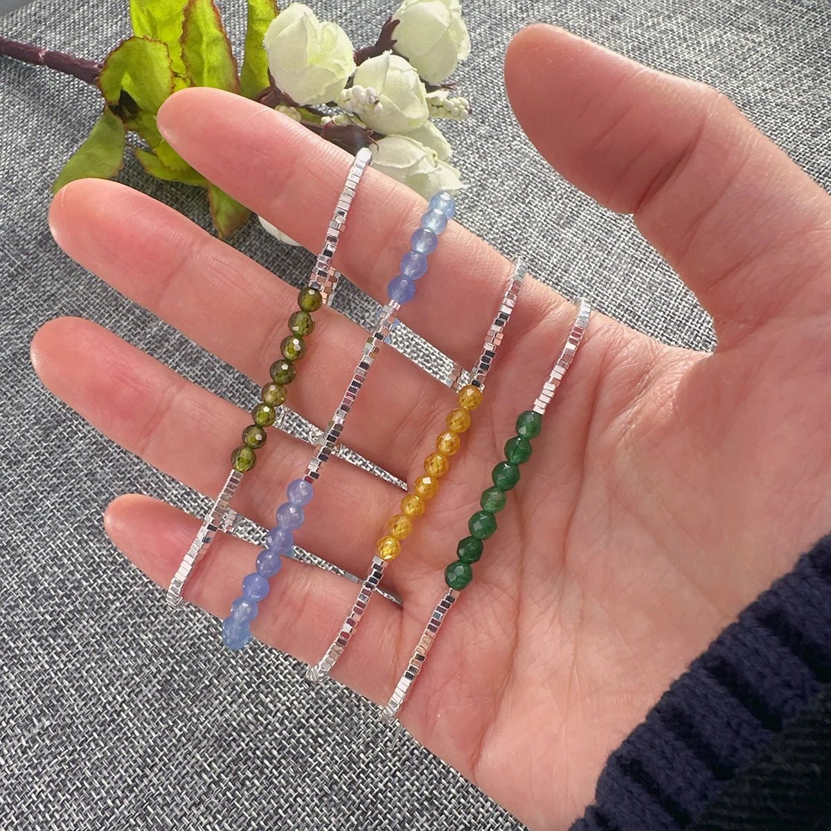 Sterling Silver Butterfly Bracelet USA for Girls Beaded String Design Insect Fashion Versatile Jewelry Gift Dropshipping - Ammpoure