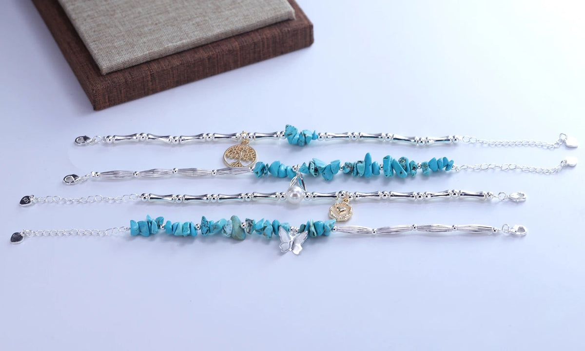 Sterling Silver Butterfly Bracelet USA for Girls Beaded String Design Insect Fashion Versatile Jewelry Gift Dropshipping - Ammpoure