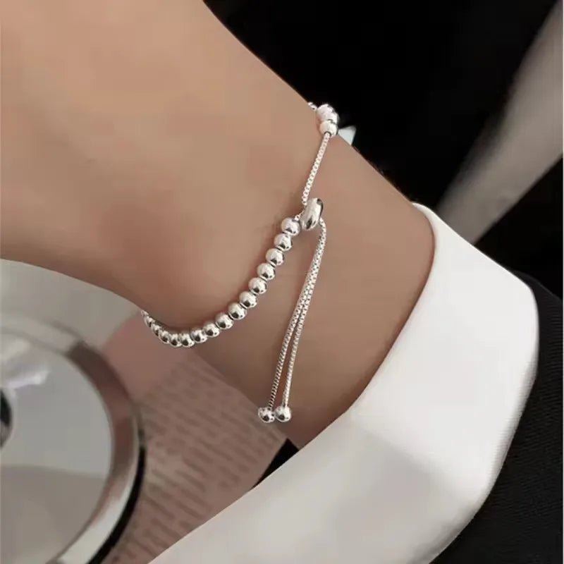 Sterling Silver Butterfly Bracelet USA for Girls Beaded String Design Insect Fashion Versatile Jewelry Gift Dropshipping - Ammpoure