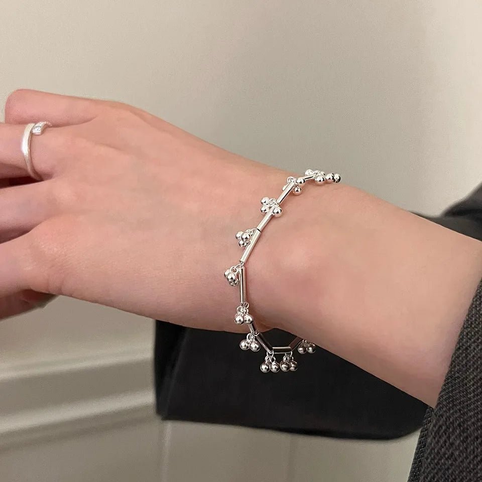 Sterling Silver Butterfly Bracelet USA for Girls Beaded String Design Insect Fashion Versatile Jewelry Gift Dropshipping - Ammpoure