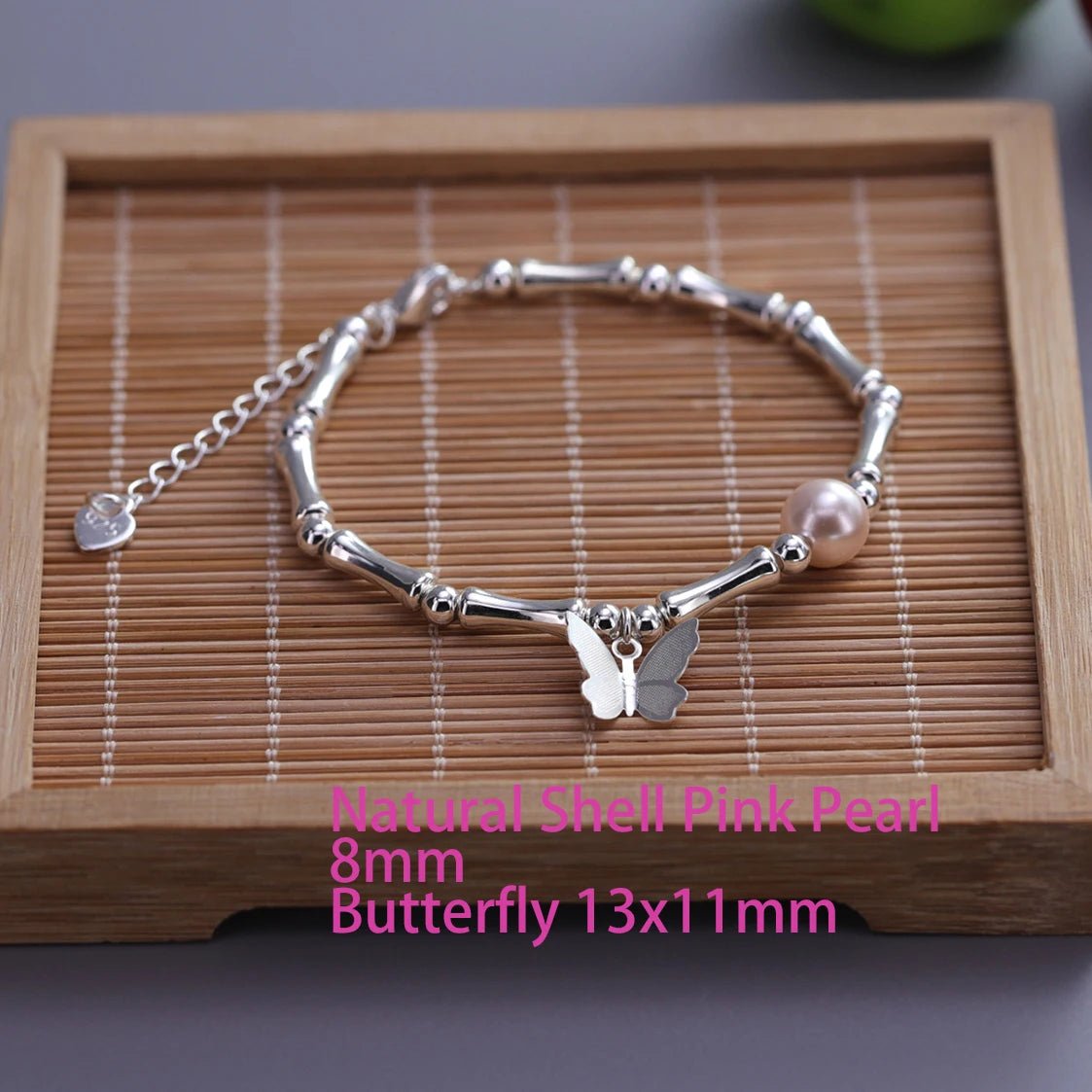 Sterling Silver Butterfly Bracelet USA for Girls Beaded String Design Insect Fashion Versatile Jewelry Gift Dropshipping - Ammpoure