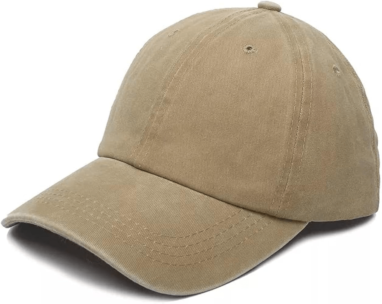 Stone-Washed Baseball Cap — Adjustable Cotton Cap for Men & Women, Beige UK - Ammpoure