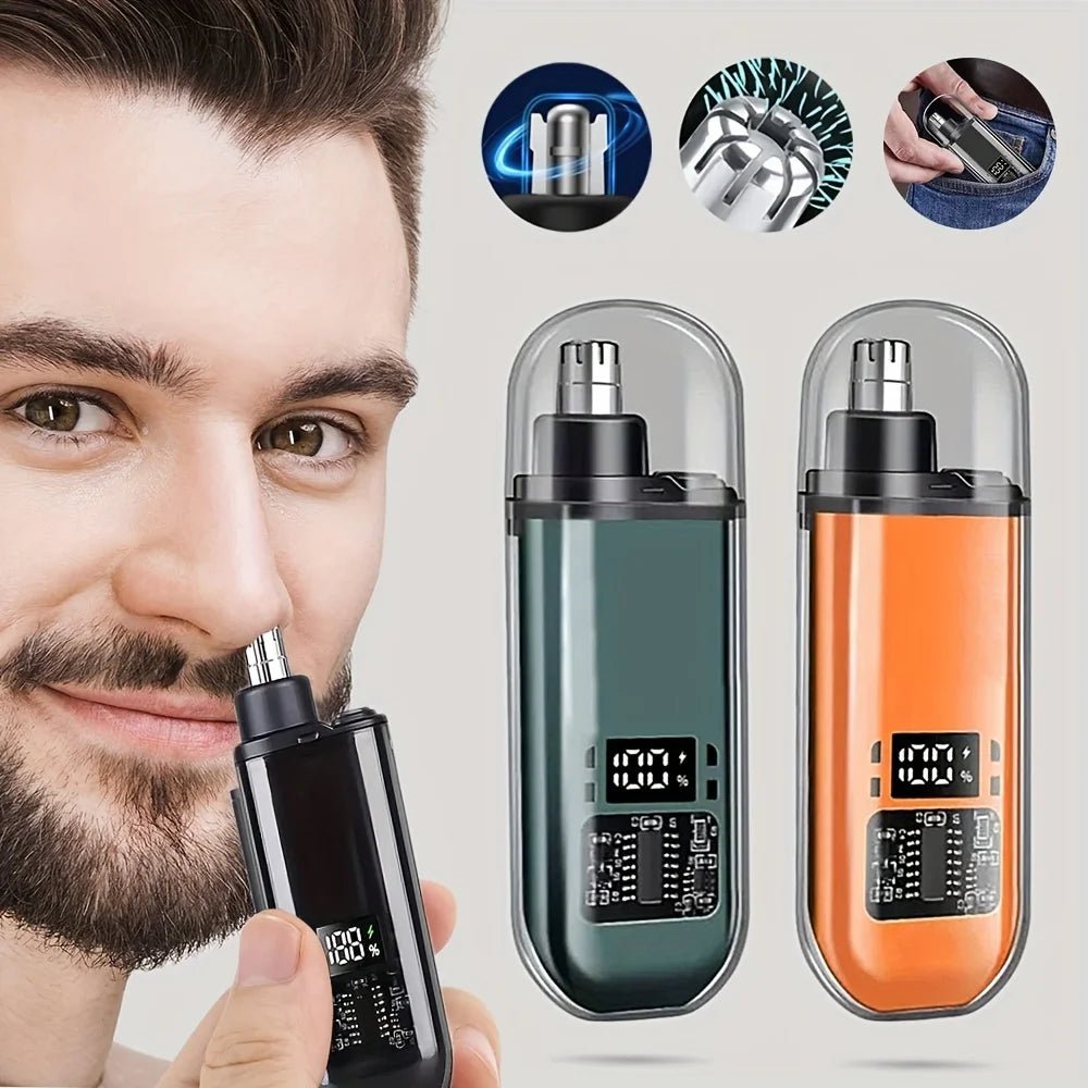 Suitable for men, USB charging nose and ear hair trimmer portable electric nose hair clipper, mini compact design, quick chargin - Ammpoure