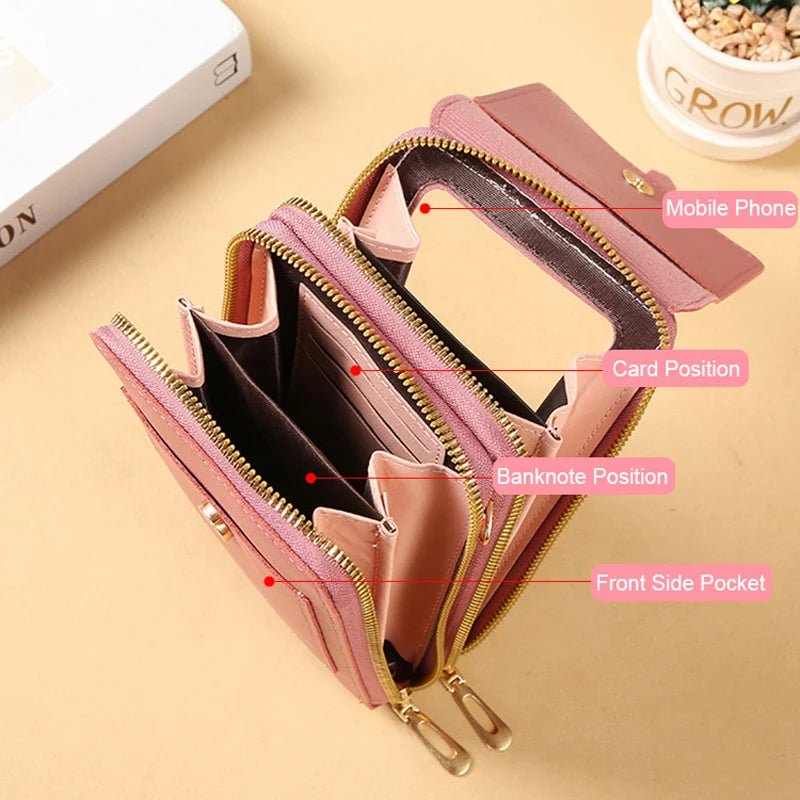 Touch Screen Cell Phone Women’s Bag USA Soft Leather Wallet Purse, Crossbody Bag & Small Handbag for Women with Phone Pocket - Ammpoure