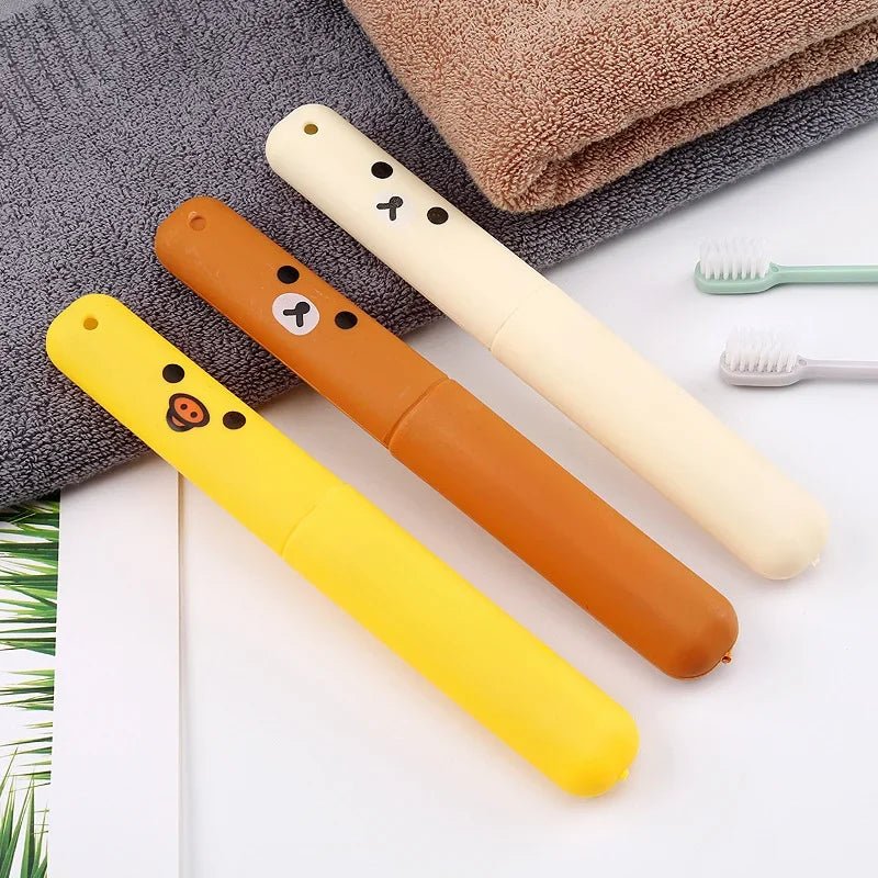 Travel Portable Toothbrush Box Toothbrush Storage Box Cute Cartoon Easy Bear Toothbrush Set Toilet Toothbrush Set - Ammpoure