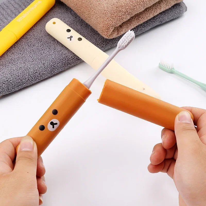 Travel Portable Toothbrush Box Toothbrush Storage Box Cute Cartoon Easy Bear Toothbrush Set Toilet Toothbrush Set - Ammpoure