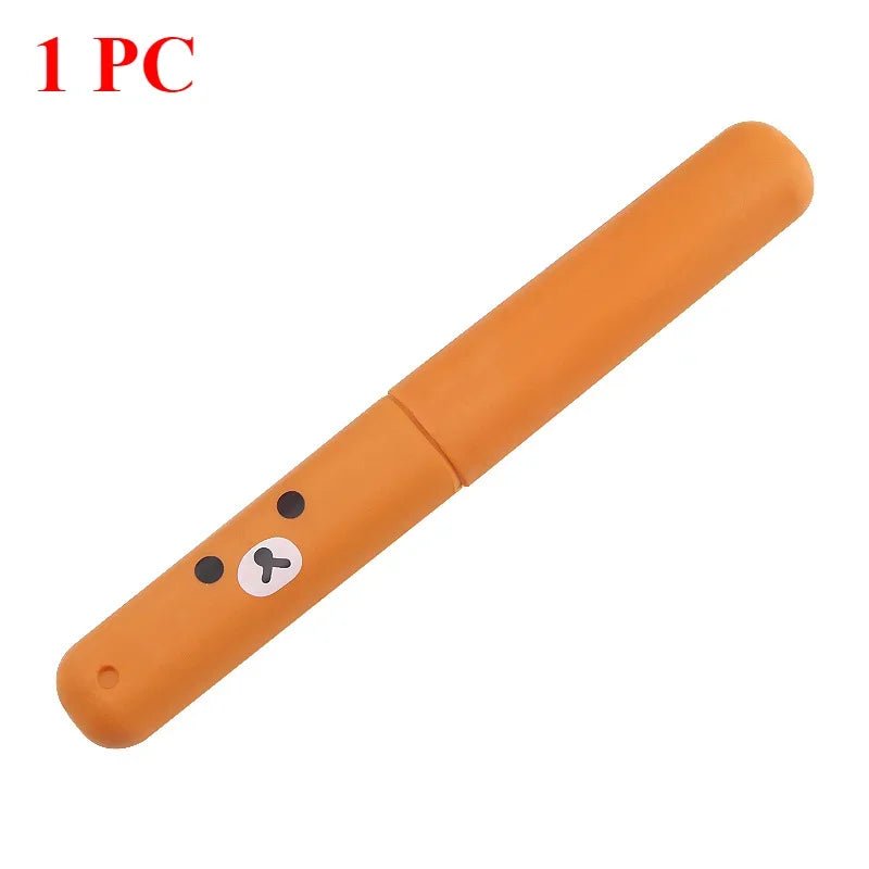 Travel Portable Toothbrush Box Toothbrush Storage Box Cute Cartoon Easy Bear Toothbrush Set Toilet Toothbrush Set - Ammpoure