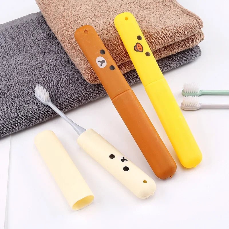 Travel Portable Toothbrush Box Toothbrush Storage Box Cute Cartoon Easy Bear Toothbrush Set Toilet Toothbrush Set - Ammpoure