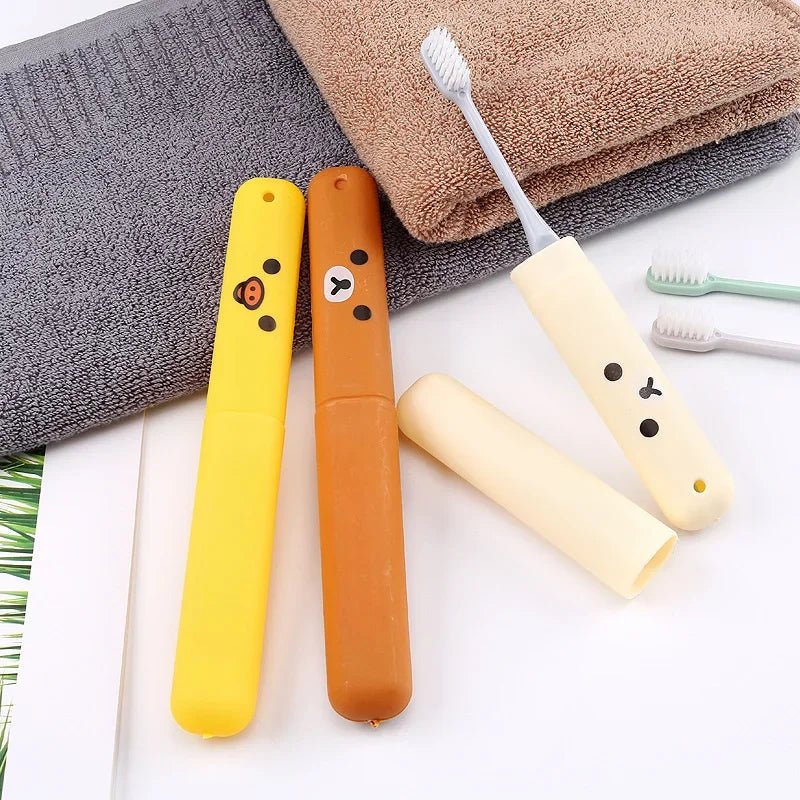 Travel Portable Toothbrush Box Toothbrush Storage Box Cute Cartoon Easy Bear Toothbrush Set Toilet Toothbrush Set - Ammpoure
