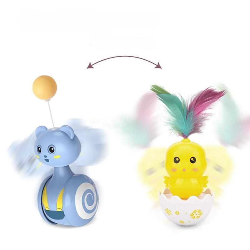 Tumbler Toy Cat Interactive Ball Toy Pet Teaser Stick Colorful Feather Funny Pet Products Playing Supplies - Ammpoure Wellbeing